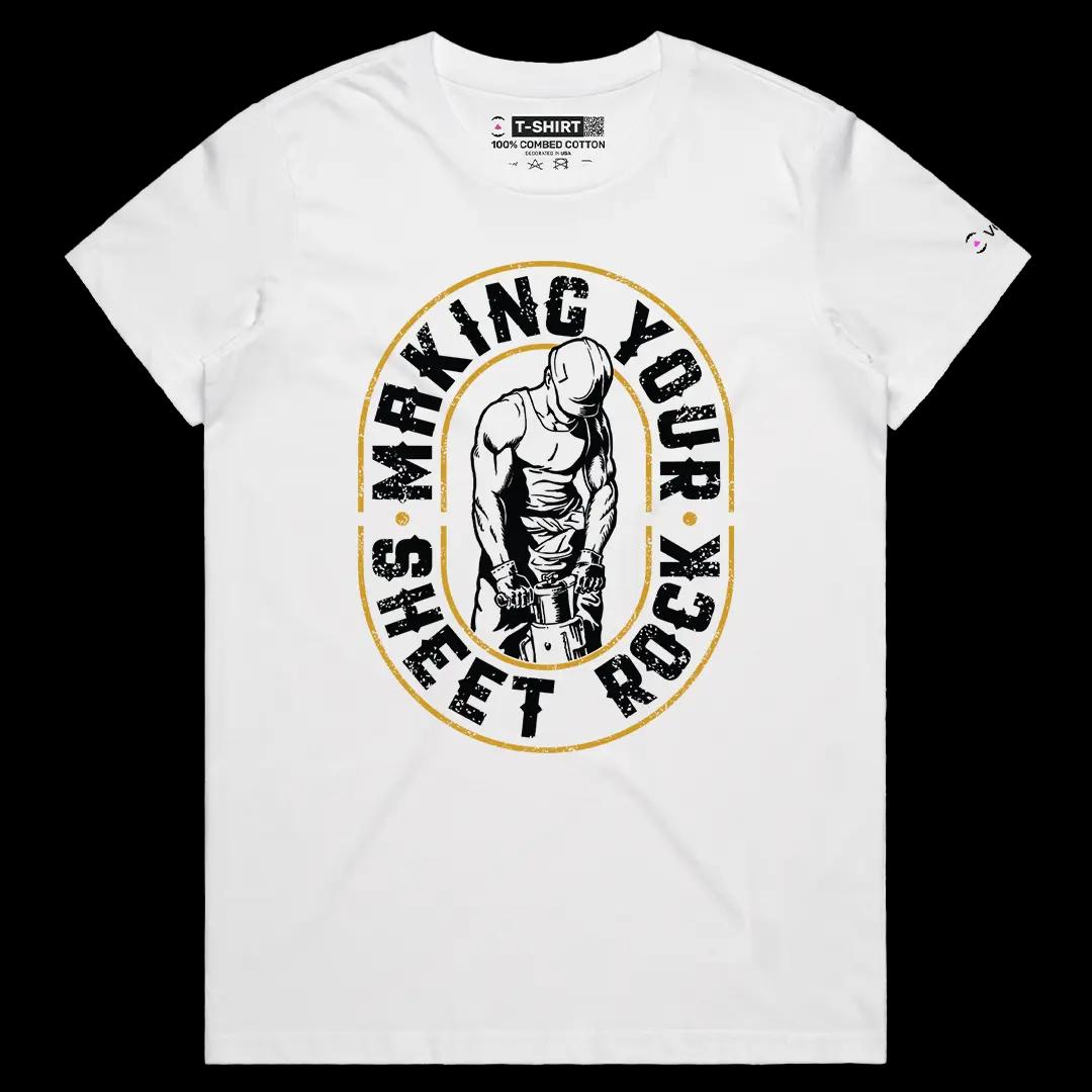 VOICEART White Female Regular Making Your Sheet Rock Funny Graphic Tee with Adult Humour Short Sleeve Cotton T-Shirt v2