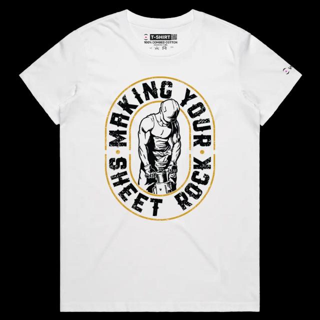 VOICEART White Female Regular Making Your Sheet Rock Funny Graphic Tee with Adult Humour Short Sleeve Cotton T-Shirt v2