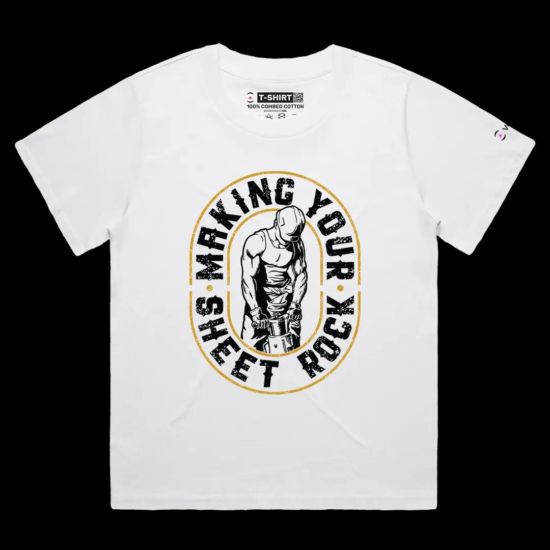 VOICEART White Female Loose Making Your Sheet Rock Funny Graphic Tee with Adult Humour Short Sleeve Cotton T-Shirt v2