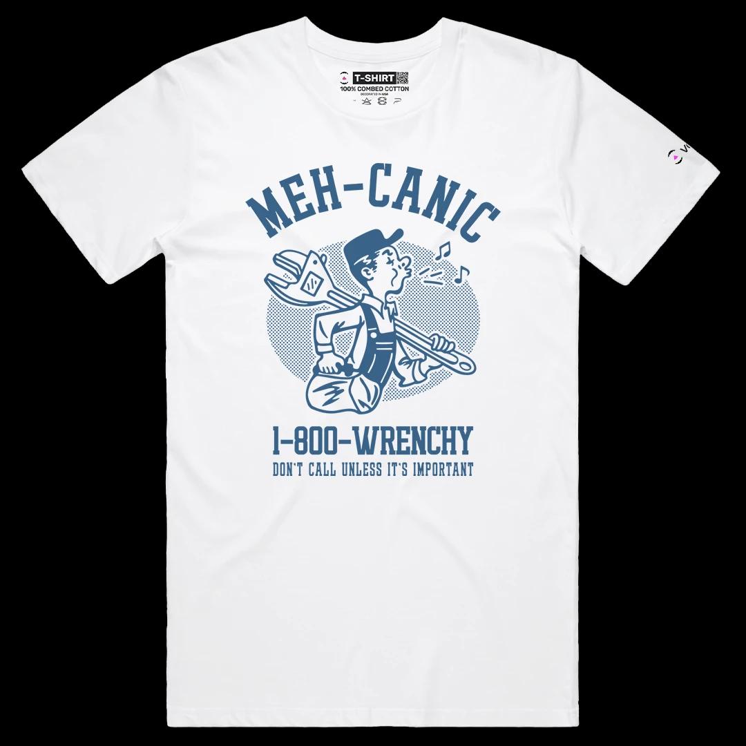 VOICEART White Male Regular Clueless Mechanic Funny Graphic Tee Wordplay Joke Short Sleeve Cotton T-Shirt for Men and Women