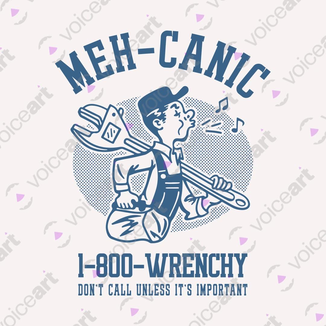 VOICEART White Watermark Clueless Mechanic Funny Graphic Tee Wordplay Joke Short Sleeve Cotton T-Shirt for Men and Women