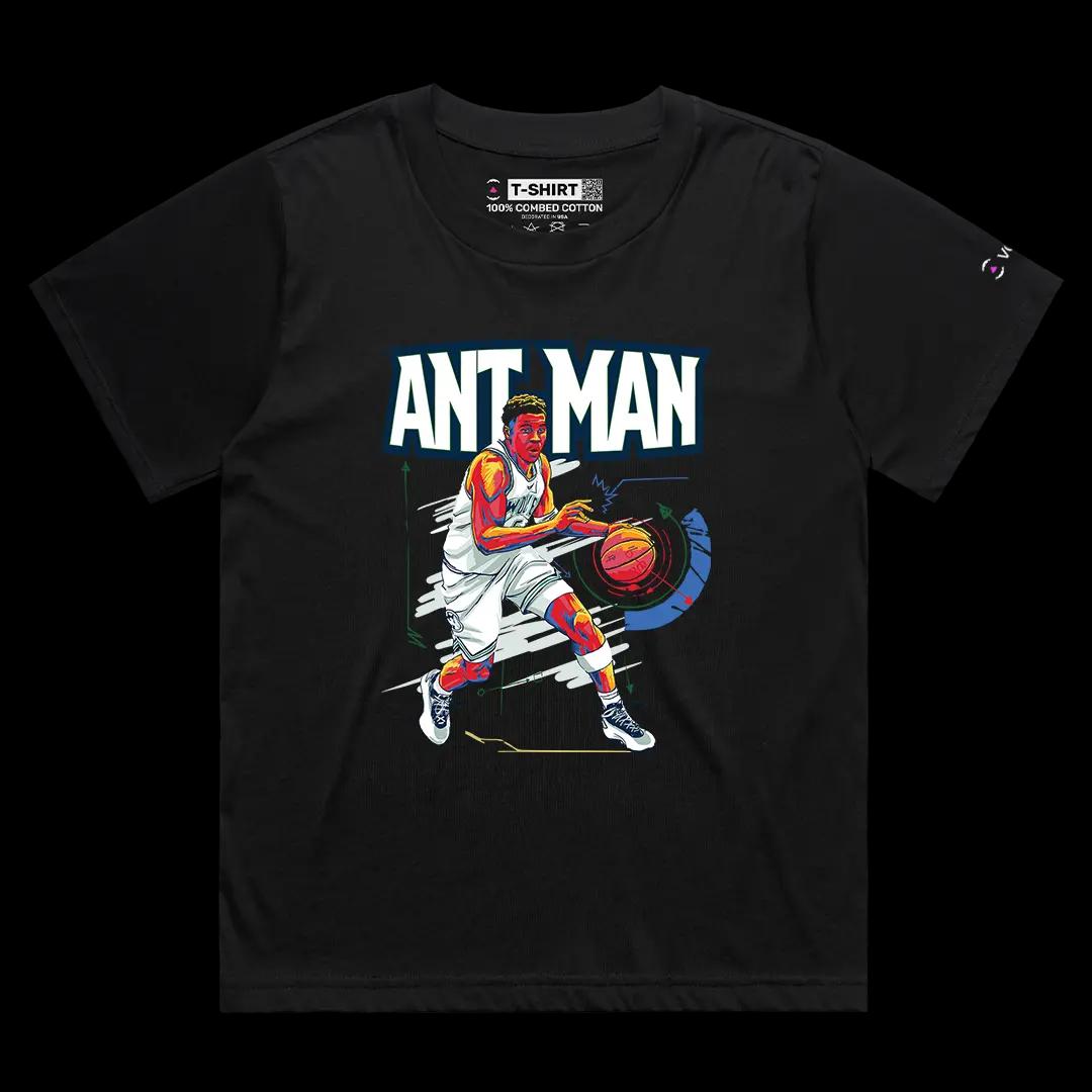 VOICEART Black Female Loose Ant-Man Edwards Sports Graphic Tee for Wolves Basketball Fans Short T-Shirt for Men and Women