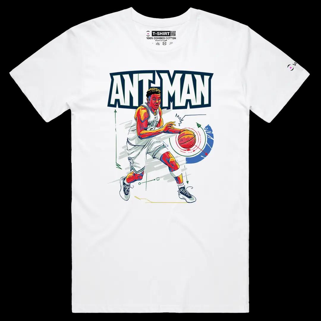 VOICEART White Male Regular Ant-Man Edwards Sports Graphic Tee for Wolves Basketball Fans Short T-Shirt for Men and Women