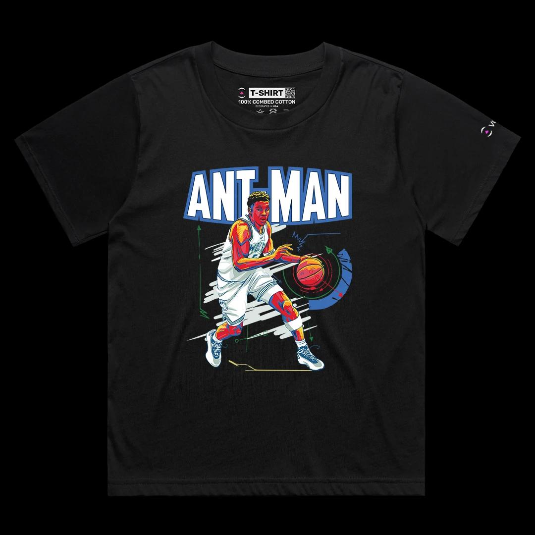 VOICEART Black Female Loose Ant-Man Edwards Sports Graphic Tee for Wolves Basketball Fans Short T-Shirt for Men and Women