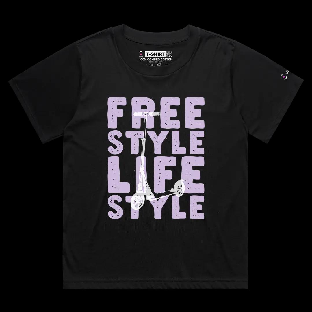 VOICEART Black Female Loose Retro Scooter Free Style Lifestyle Graphic Tee Short Sleeve Cotton T-Shirt for Men and Women