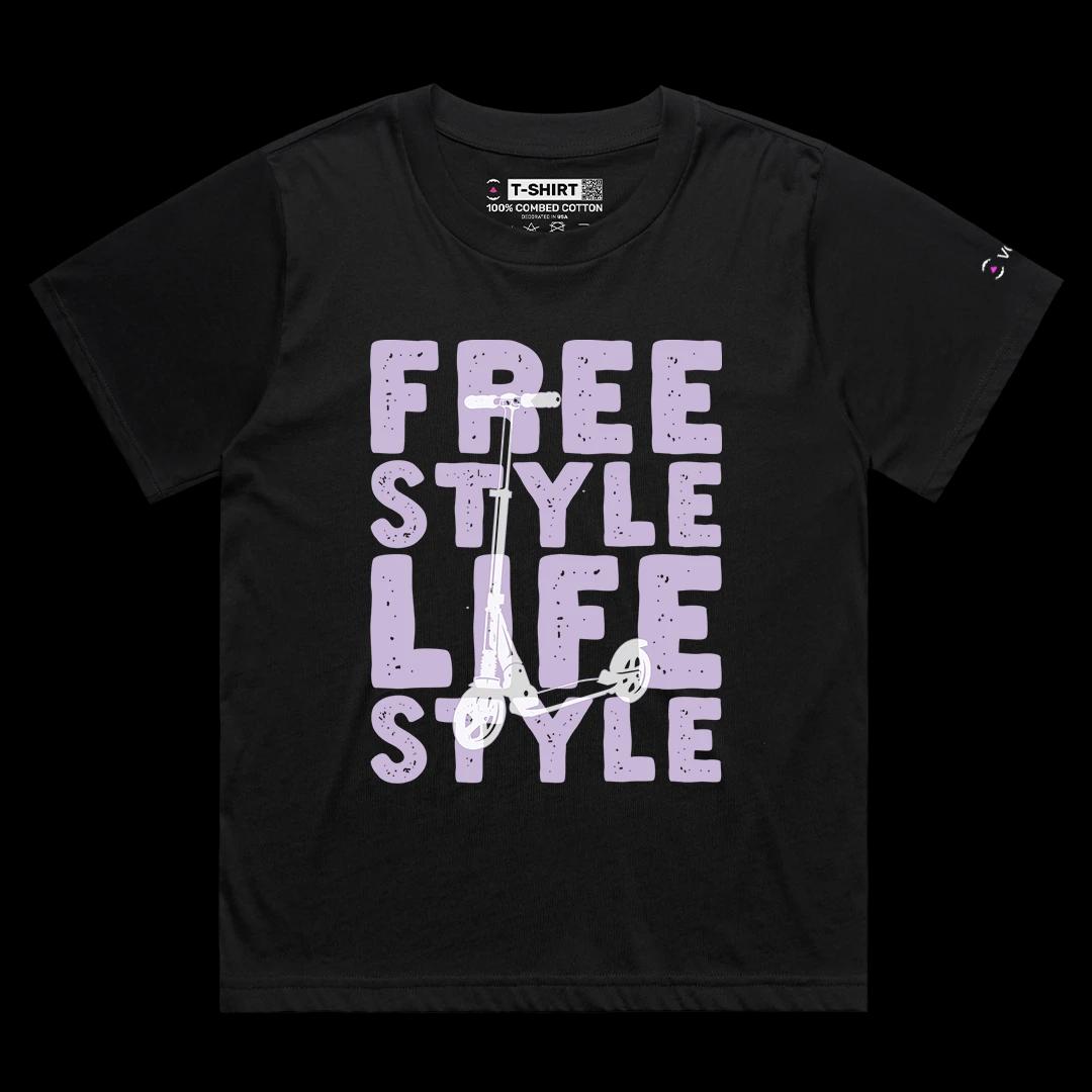 VOICEART Black Female Loose Retro Scooter Free Style Lifestyle Graphic Tee Short Sleeve Cotton T-Shirt for Men and Women
