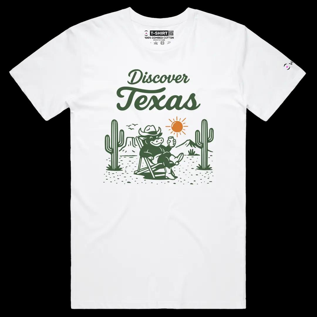 VOICEART White Male Regular Welcome to Texas Lifestyle Graphic Tee Short Sleeve Combed Cotton T-Shirt for Men and Women