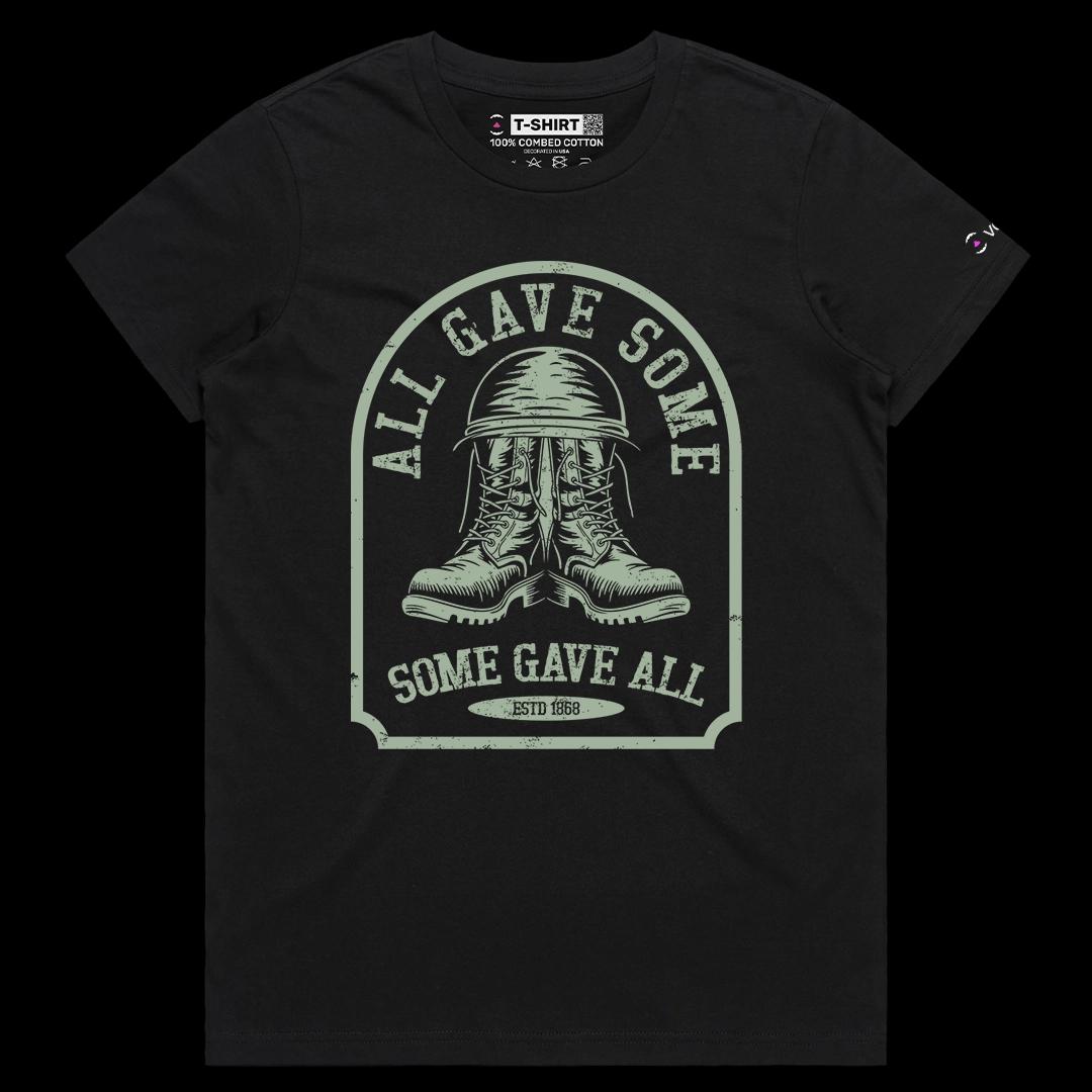 VOICEART Black Female Regular Soldier Tribute Patriotic Graphic Tee Short Sleeve T-Shirt for Men and Women