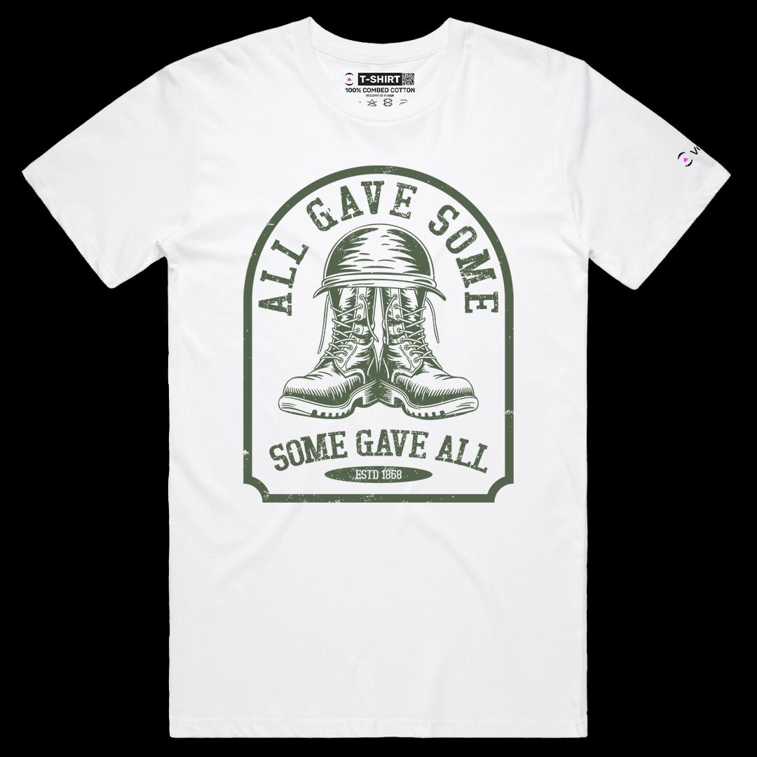 VOICEART White Male Regular Soldier Tribute Patriotic Graphic Tee Short Sleeve T-Shirt for Men and Women