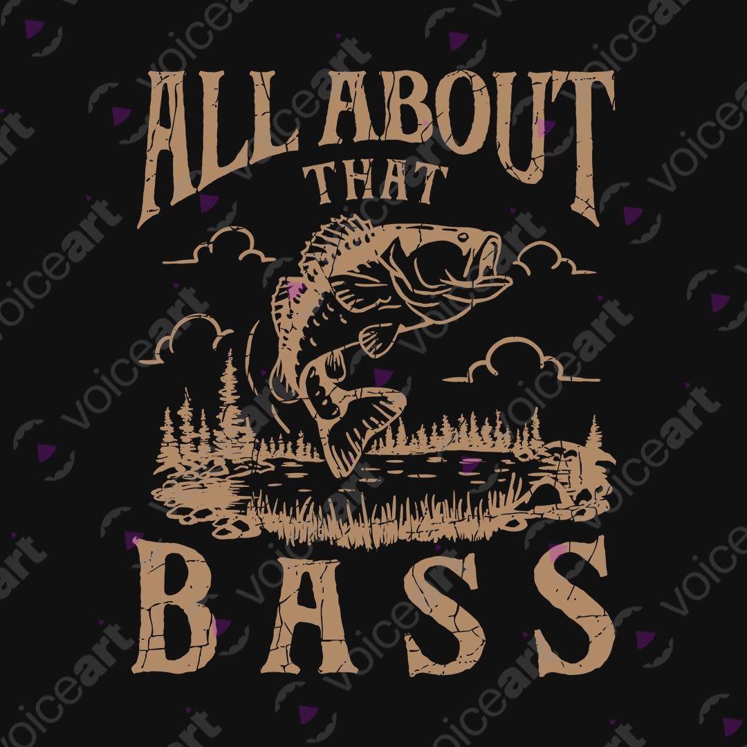 VOICEART Black Watermark Bass Fish Nature Lifestyle Graphic Tee for Fishing Lovers Short Sleeve TShirt for Men and Women