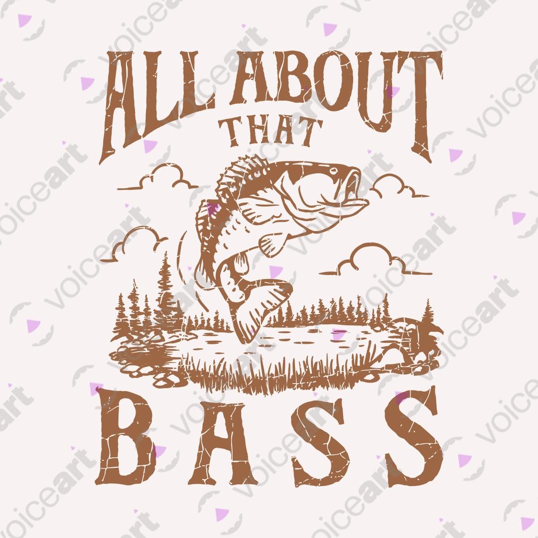VOICEART White Watermark Bass Fish Nature Lifestyle Graphic Tee for Fishing Lovers Short Sleeve TShirt for Men and Women