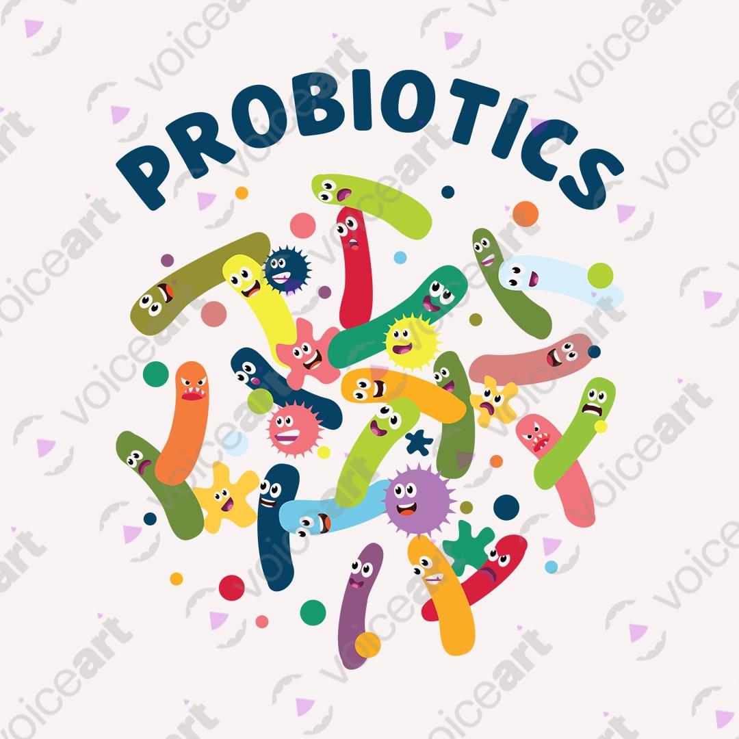 VOICEART White Watermark Colorful Probiotics Graphic Tee Short Sleeve T-Shirt for Men and Women