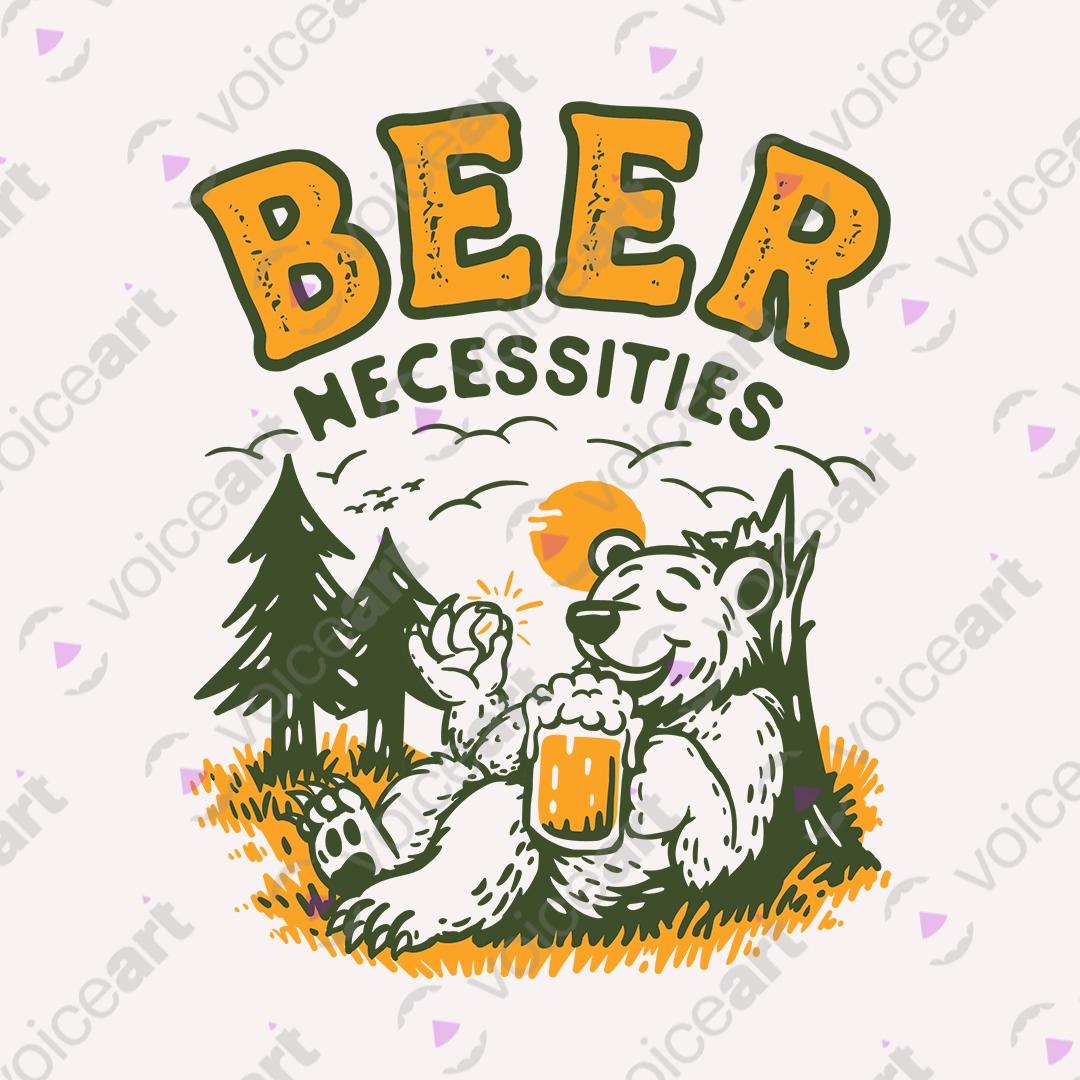 VOICEART White Watermark Bear Holding Mug Funny Animals Premium Graphic Tee Short Sleeve T-Shirt for Men and Women