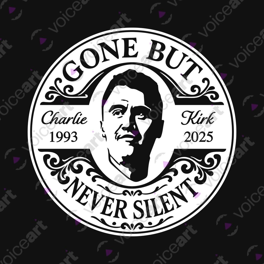 VOICEART Black Watermark Gone But Never Silent Patriotic Tribute Graphic Tee Short Sleeve T-Shirt for Men and Women