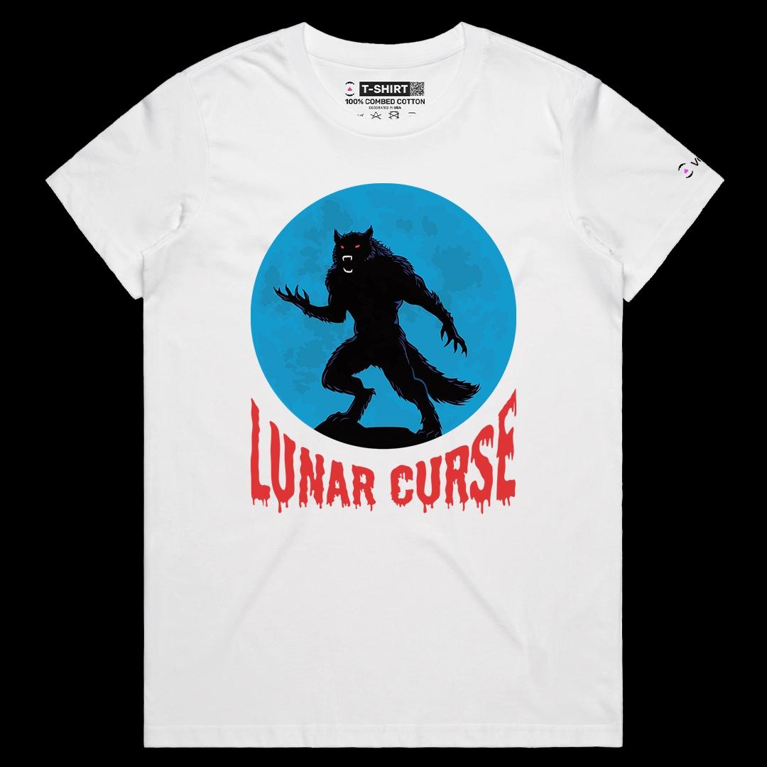 VOICEART White Female Regular Lunar Curse Werewolf Scary Halloween Graphic Tee for Holidays Short T-Shirt for Men and Women