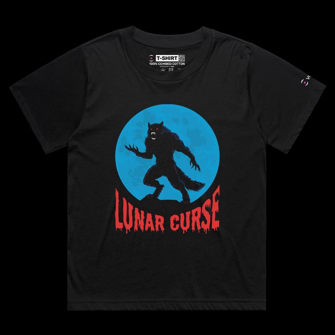 VOICEART Black Female Loose Lunar Curse Werewolf Scary Halloween Graphic Tee for Holidays Short T-Shirt for Men and Women