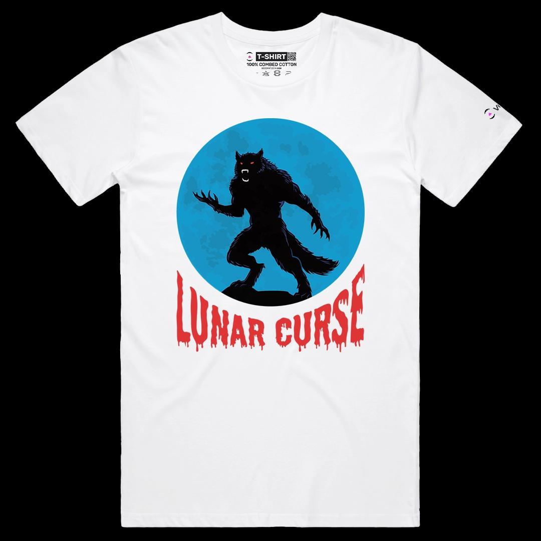 VOICEART White Male Regular Lunar Curse Werewolf Scary Halloween Graphic Tee for Holidays Short T-Shirt for Men and Women