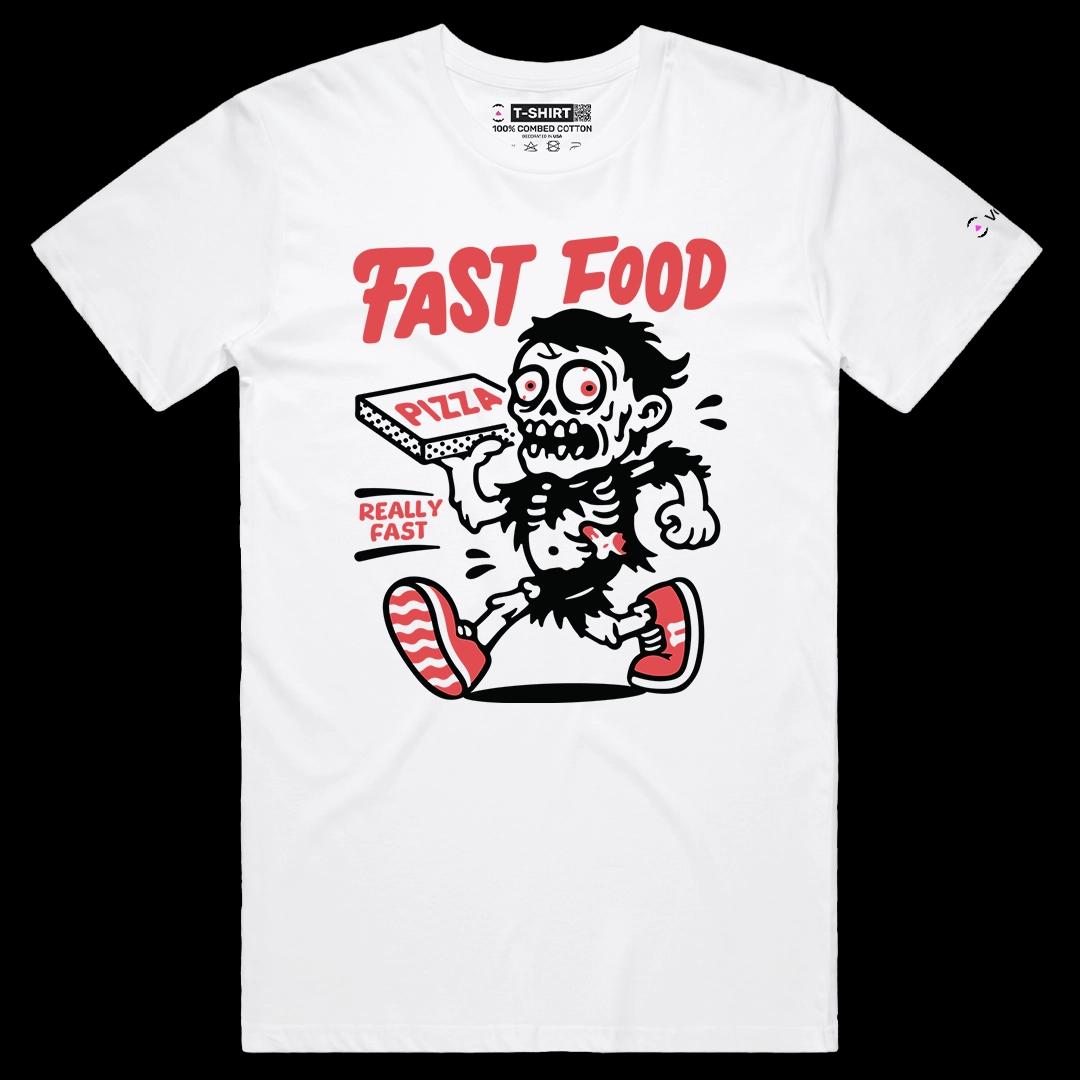 VOICEART White Male Regular Pizza Delivery Guy Funny Halloween Graphic Tee for Holidays Short Sleeve T-Shirt Men and Women