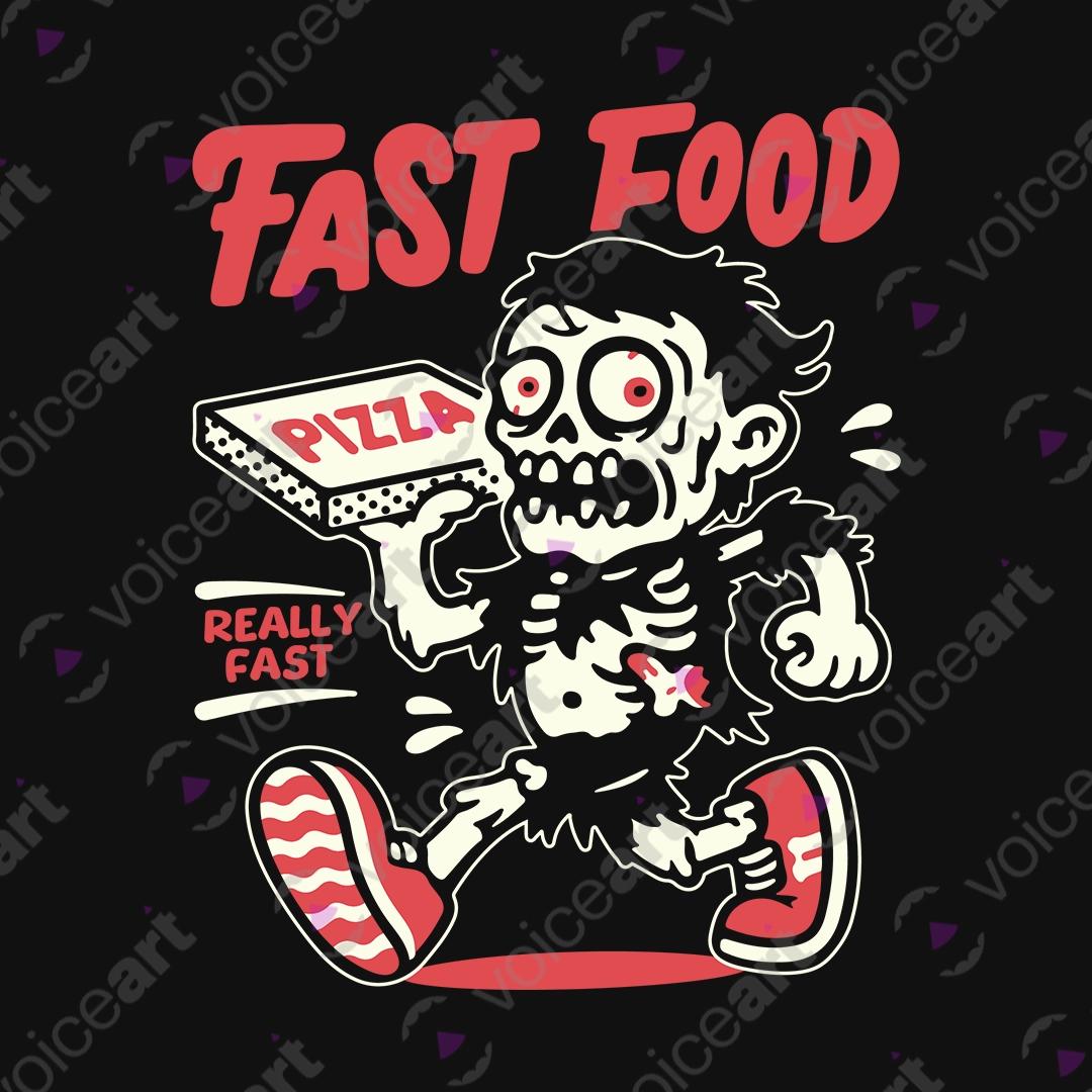 VOICEART Black Watermark Pizza Delivery Guy Funny Halloween Graphic Tee for Holidays Short Sleeve T-Shirt Men and Women