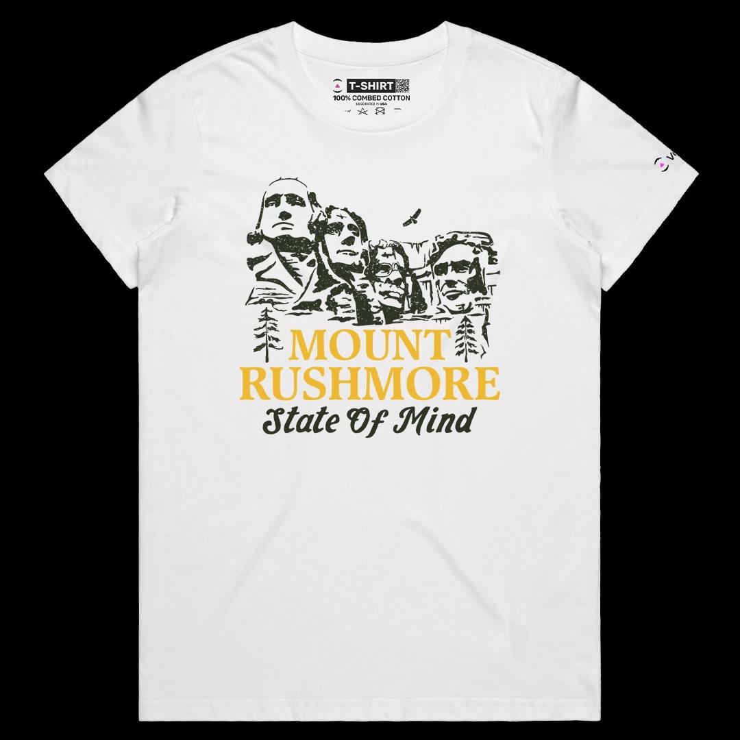 VOICEART White Female Regular Mount Rushmore State of Mind Historical Graphic Tee Short Sleeve T-Shirt for Men and Women