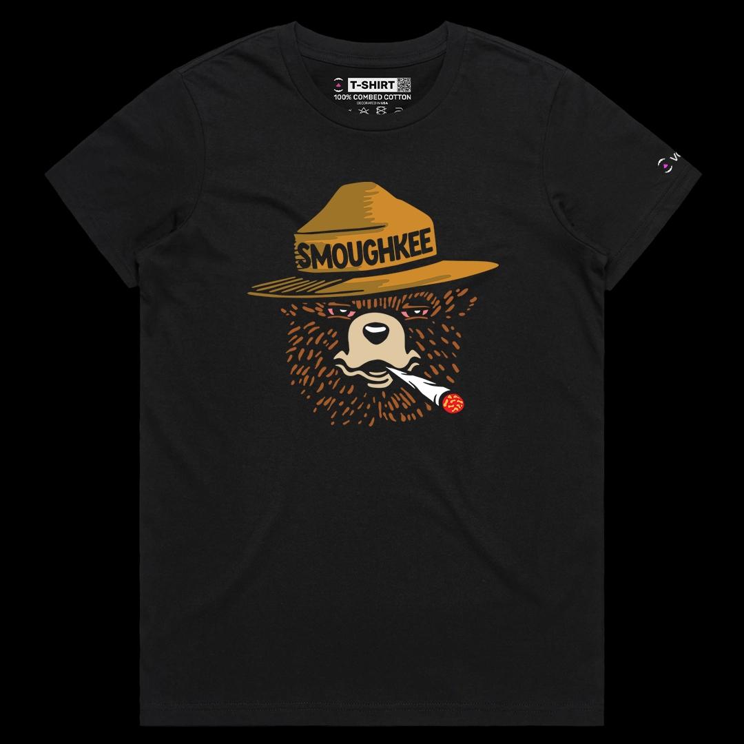VOICEART Black Female Regular The Wildfire Smokey Bear Ranger Funny Animals Graphic Tee Short Sleeve TShirt for Men and Women