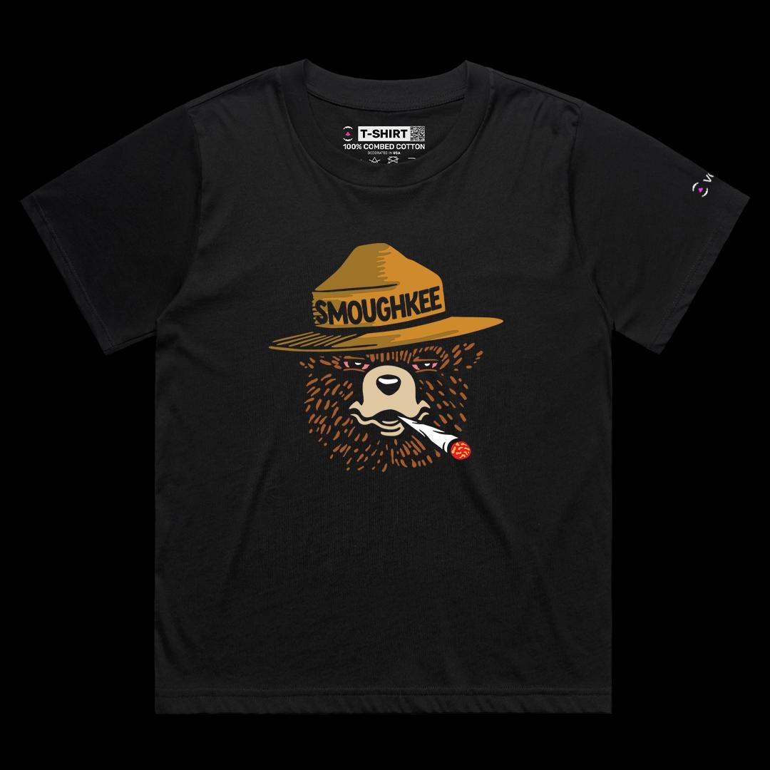 VOICEART Black Female Loose The Wildfire Smokey Bear Ranger Funny Animals Graphic Tee Short Sleeve TShirt for Men and Women