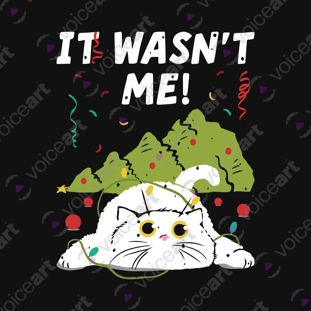 VOICEART Black Watermark Cat Pulled Down The Christmas Funny Graphic Tee for Holidays Short T-Shirt for Men and Women