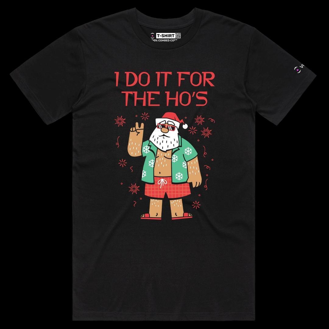 VOICEART Black Male Regular Funny Santa Claus Christmas Holidays Tee Adult Humor Wordplay Short T-Shirt for Men and Women