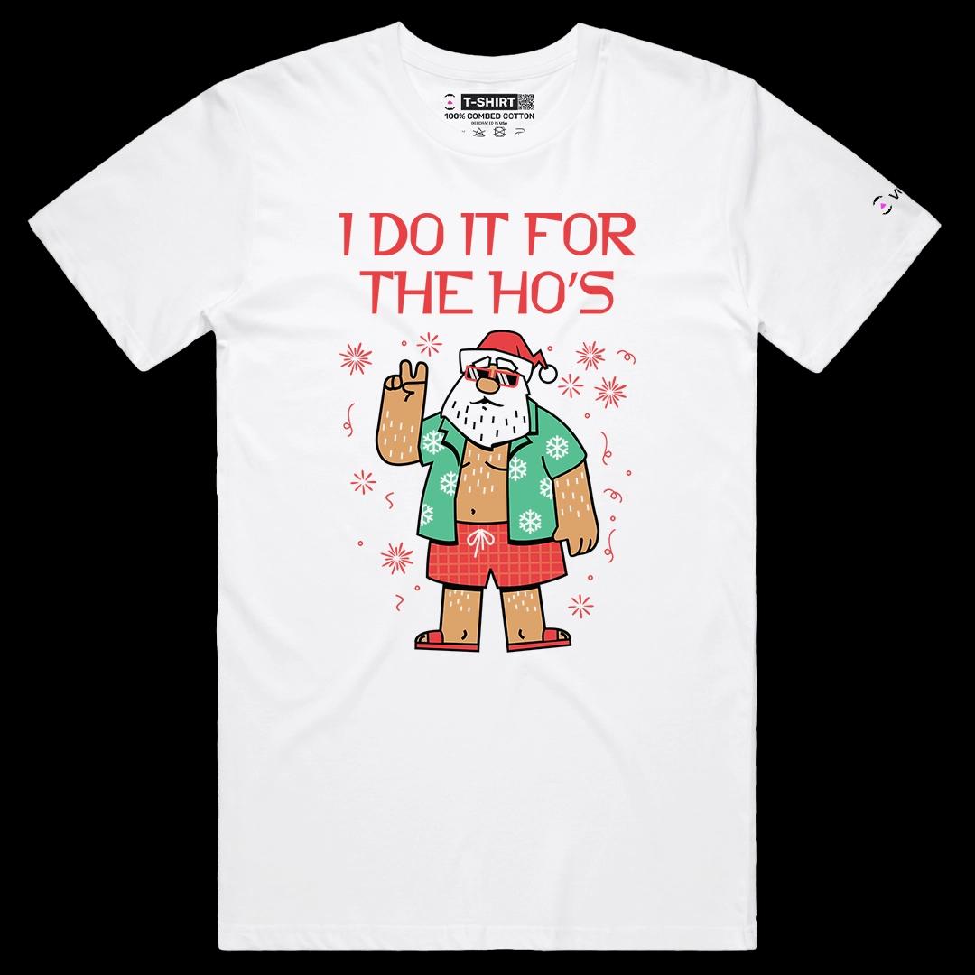 VOICEART White Male Regular Funny Santa Claus Christmas Holidays Tee Adult Humor Wordplay Short T-Shirt for Men and Women