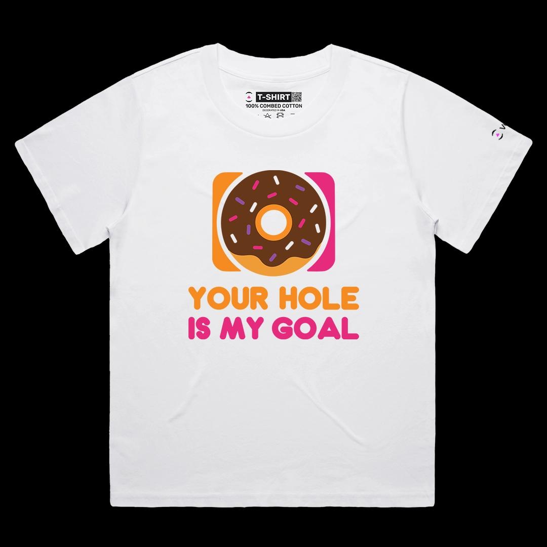 VOICEART White Female Loose Chasing the Donuts Funny Graphic Tee with Wordplay Short Sleeve T-Shirt for Men and Women