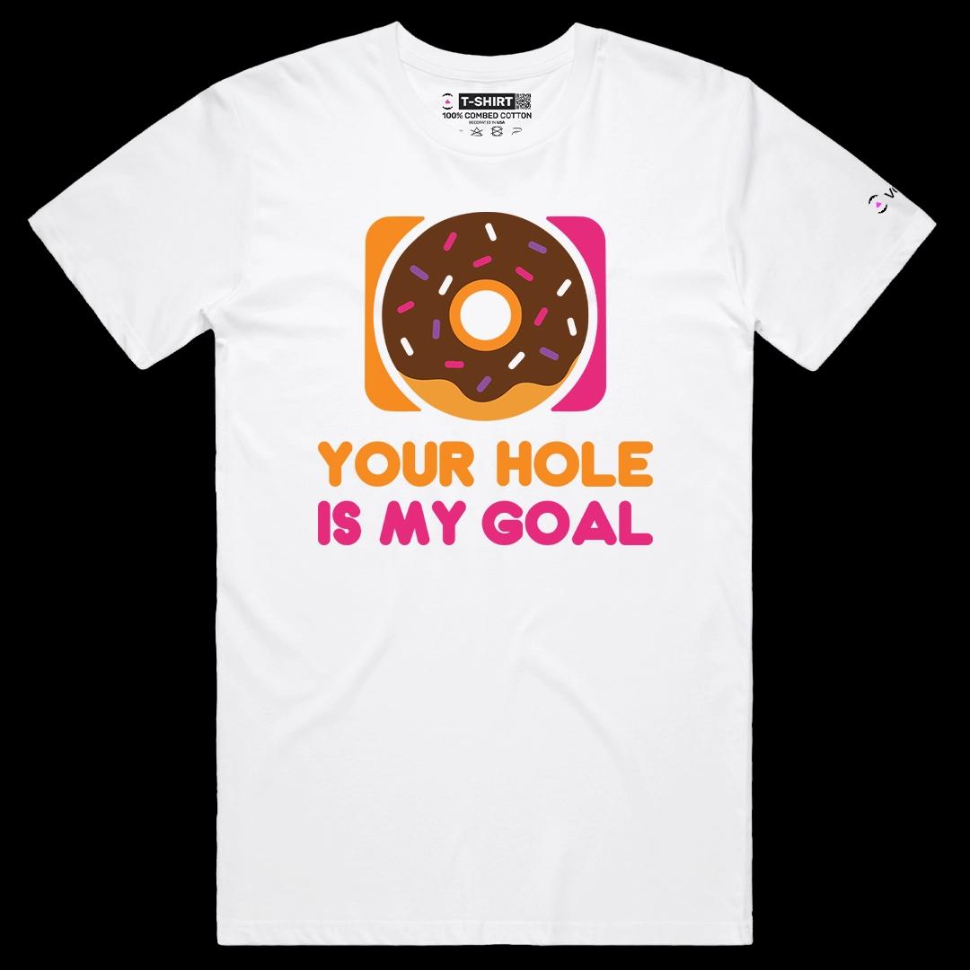 VOICEART White Male Regular Chasing the Donuts Funny Graphic Tee with Wordplay Short Sleeve T-Shirt for Men and Women