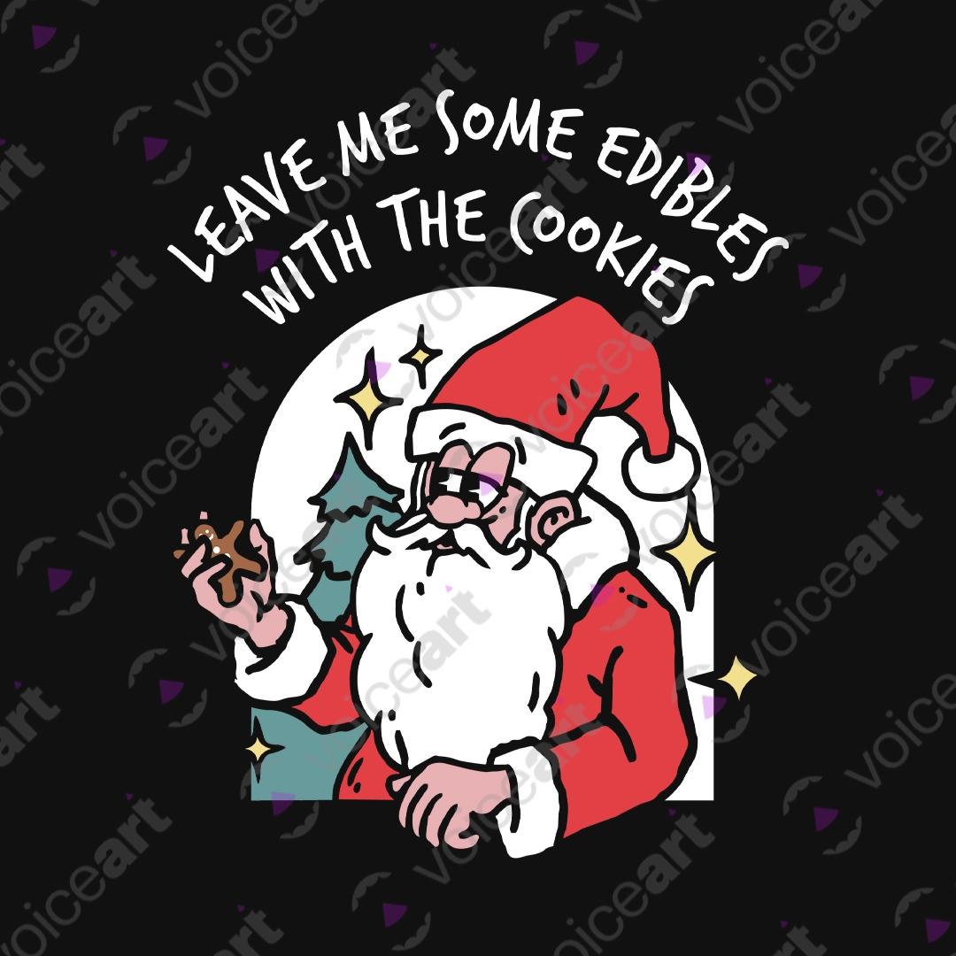 VOICEART Black Watermark Cool Santa Claus Funny Christmas Graphic Tee for Holidays Short Sleeve TShirt for Men and Women