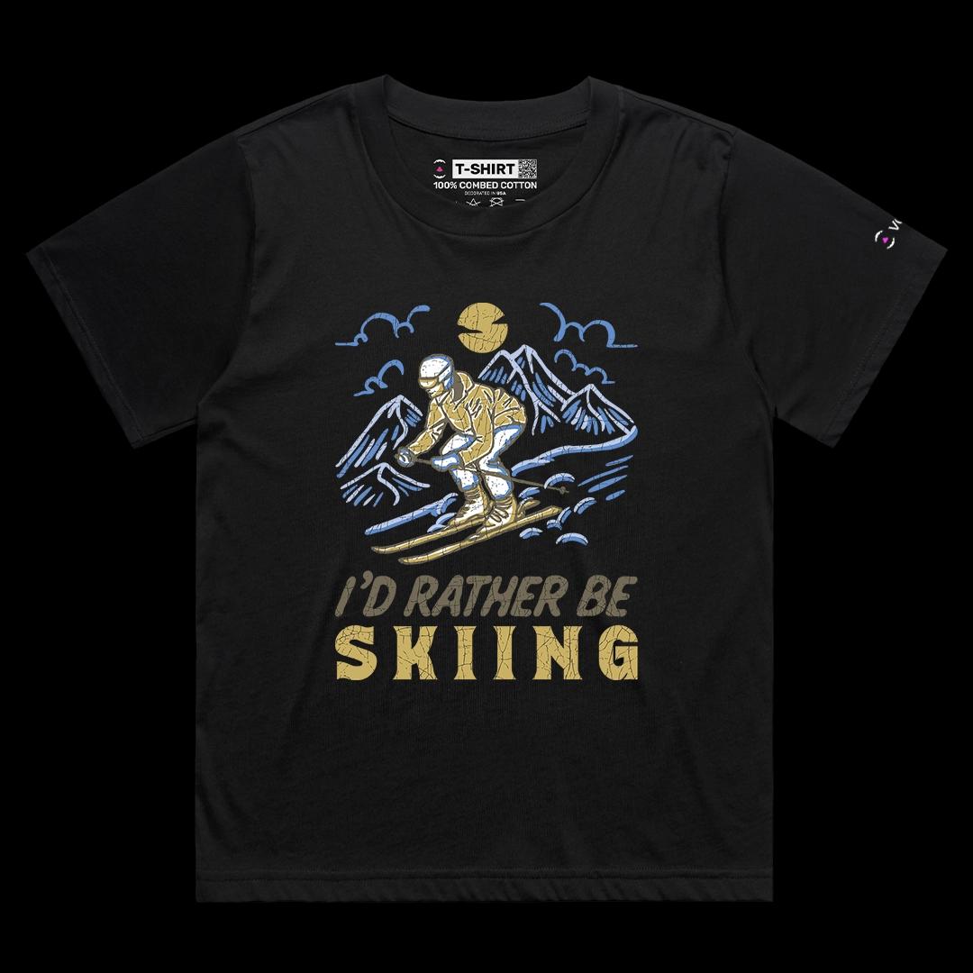 VOICEART Black Female Loose Skiing Lifestyle Winter Sports Graphic Tee Outdoor Adventures Short T-Shirt for Men and Women