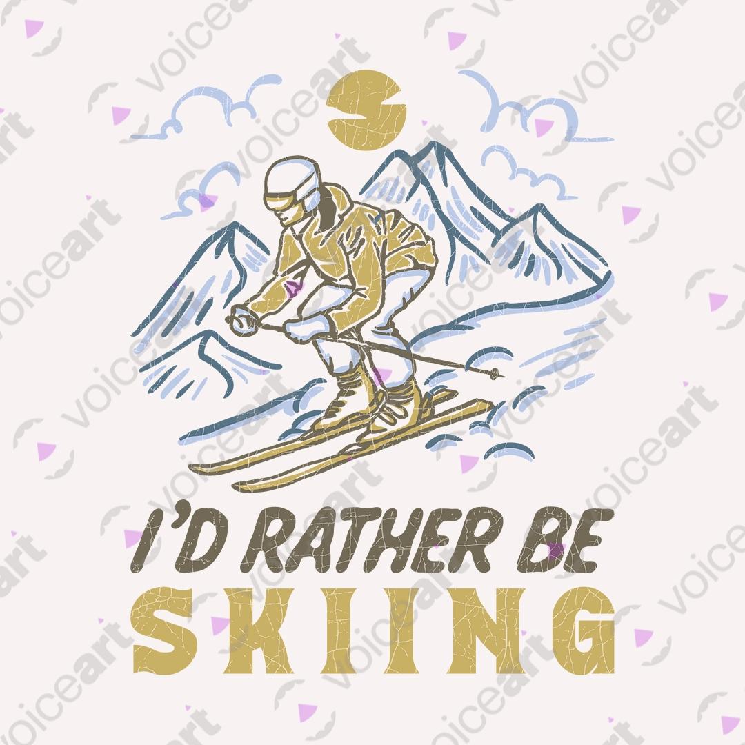 VOICEART White Watermark Skiing Lifestyle Winter Sports Graphic Tee Outdoor Adventures Short T-Shirt for Men and Women