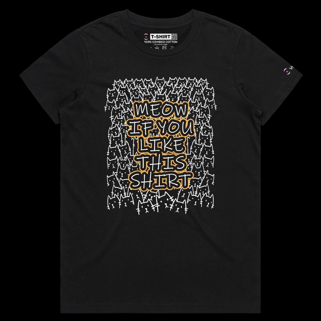 VOICEART Black Female Regular Meow If You Like This Shirt Funny Animals Graphic Tee Cat Owners Short TShirt for Men and Women