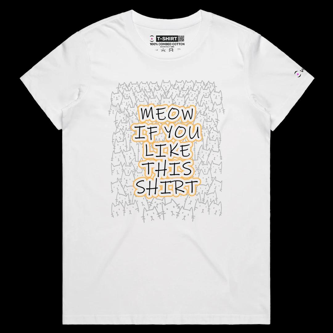 VOICEART White Female Regular Meow If You Like This Shirt Funny Animals Graphic Tee Cat Owners Short TShirt for Men and Women