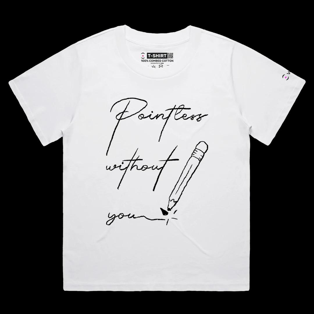 VOICEART White Female Loose Pointless Without You Funny Romantic Graphic Tee with Wordplay Short T-Shirt for Men and Women