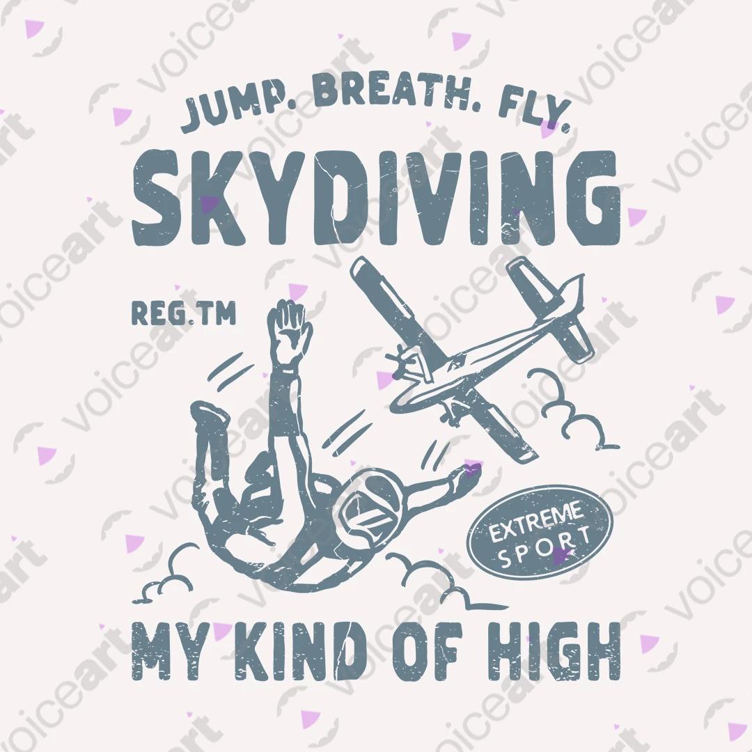 VOICEART White Watermark Skydiving Extreme Sports Graphic Tee for Outdoor Adventures Short Sleeve T-Shirt Men and Women