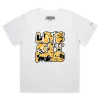 White Female Loose Drunk Bees Buzzing Around a Barrel T-shirt design VOICEART