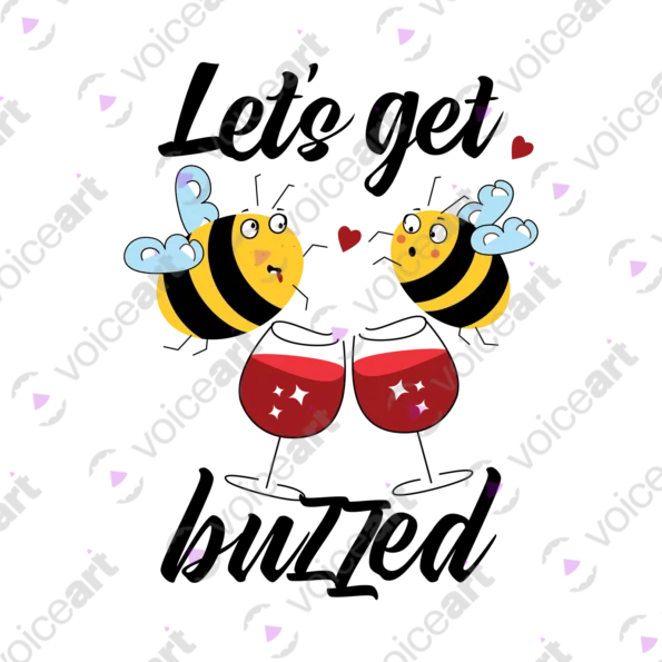 White Watermark Drunk Bees Buzzing Around a Barrel 2 design VOICEART