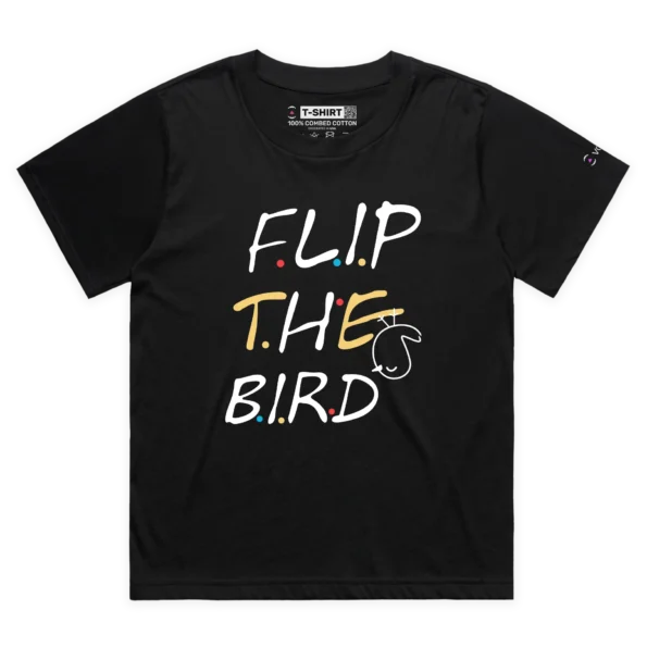 Black Female Loose A Flip the Bird T-Shirt with a Finger design VOICEART