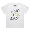 White Female Loose A Flip the Bird T-Shirt with a Finger design VOICEART