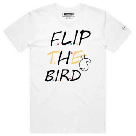 White Male A Flip the Bird T-Shirt with a Finger design VOICEART