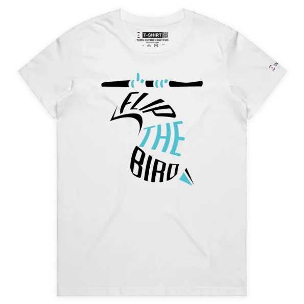 White Female A Flip the Bird T-Shirt with a Finger 2 design VOICEART