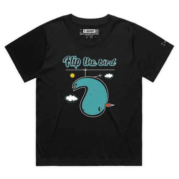 Black Female Loose A Flip the Bird T-Shirt with a Finger 3 design VOICEART