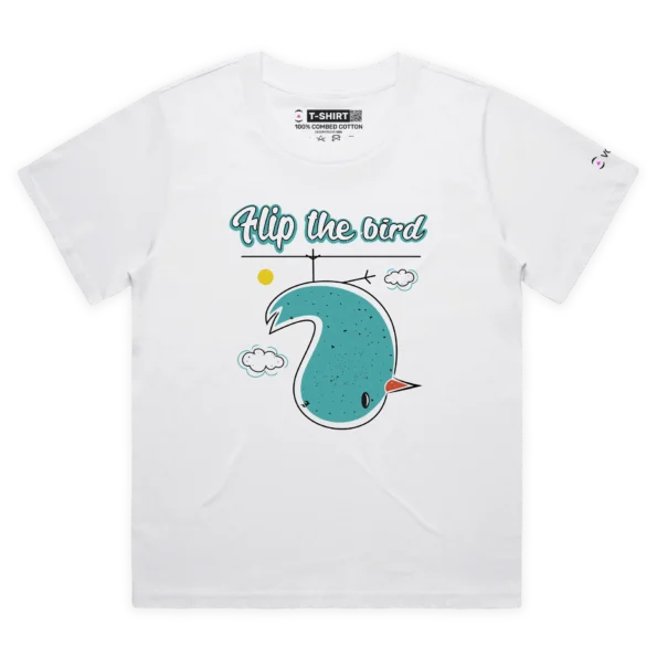 White Female Loose A Flip the Bird T-Shirt with a Finger 3 design VOICEART