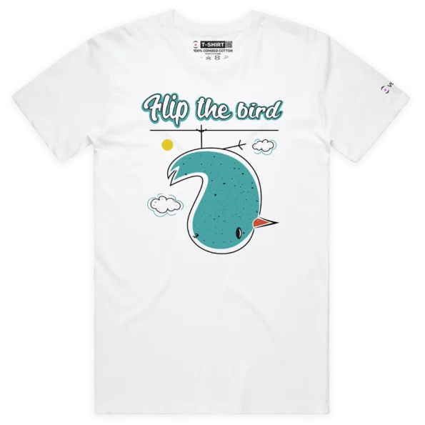 White Male A Flip the Bird T-Shirt with a Finger 3 design VOICEART