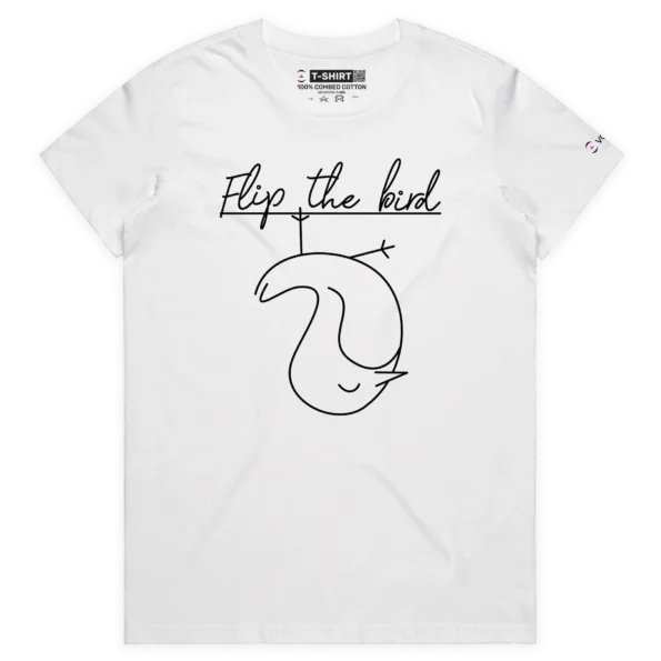 White Female A Flip the Bird T-Shirt with a Finger 4 design VOICEART