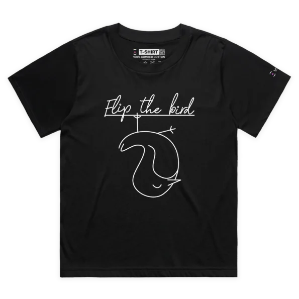 Black Female Loose A Flip the Bird T-Shirt with a Finger 4 design VOICEART