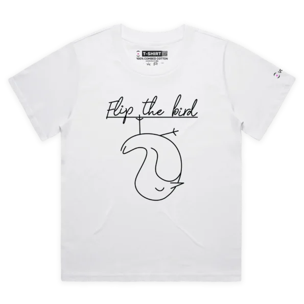 White Female Loose A Flip the Bird T-Shirt with a Finger 4 design VOICEART